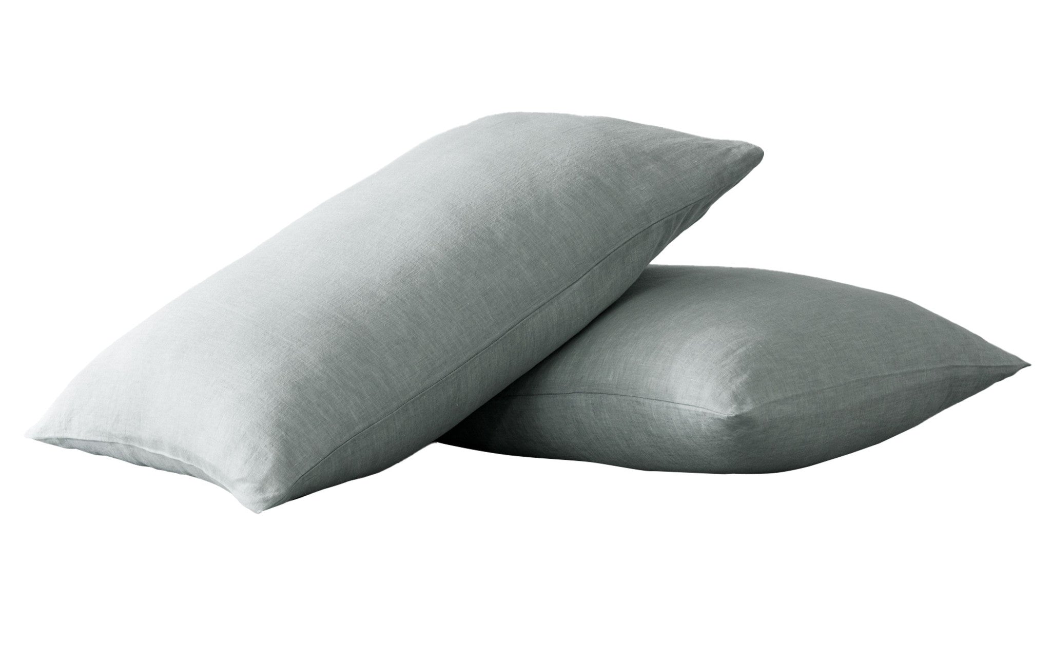 Set of Two Blue Linen Standard Pillowcases