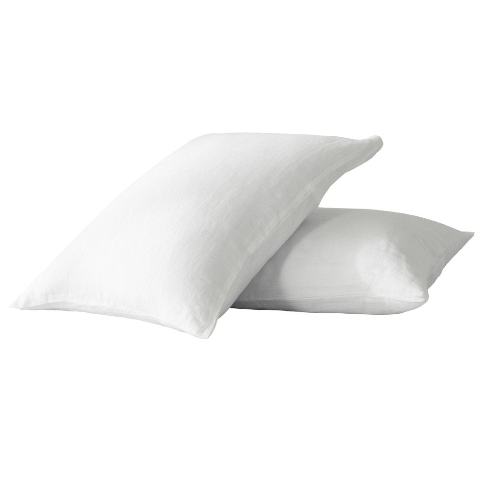 Set of Two Light Gray Linen King Pillowcases