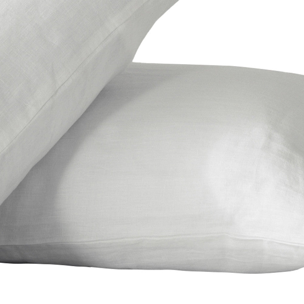 Set of Two Ivory Linen King Pillowcases