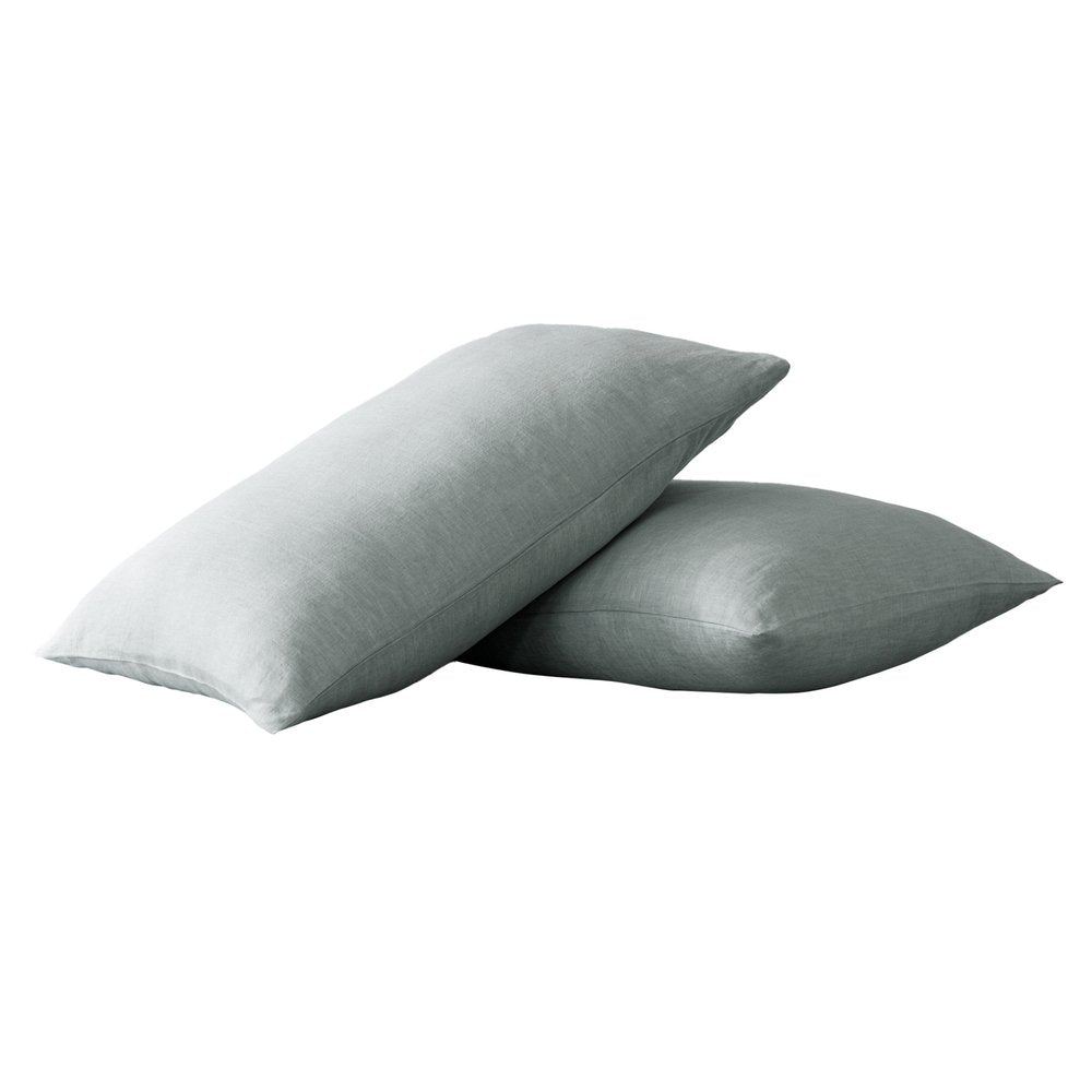 Set of Two Blue Linen King Pillowcases