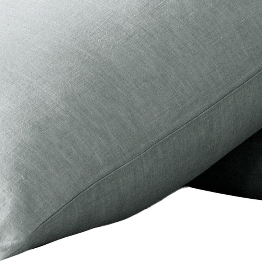 Set of Two Blue Linen King Pillowcases