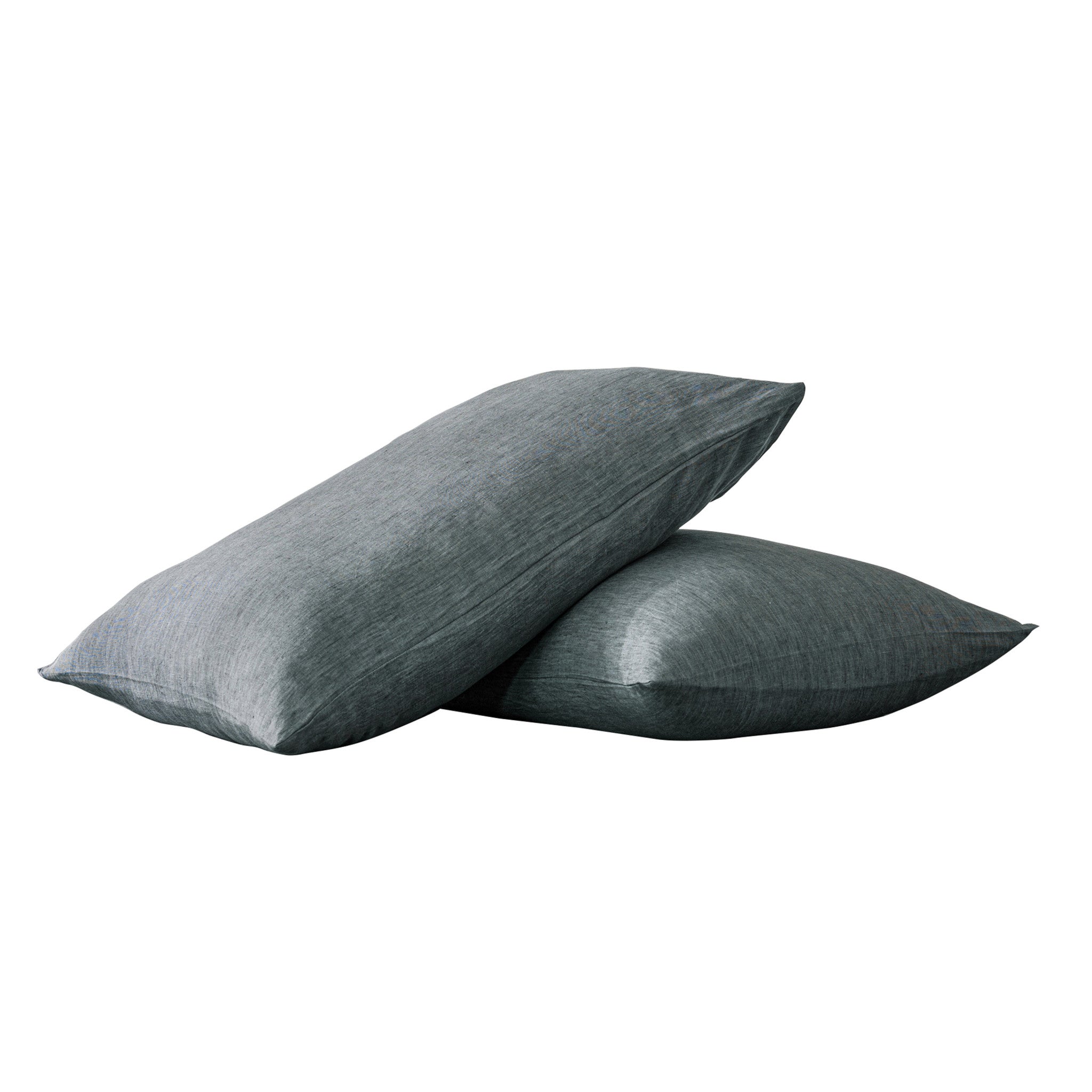 Set of Two Slate Gray Linen King Pillowcases