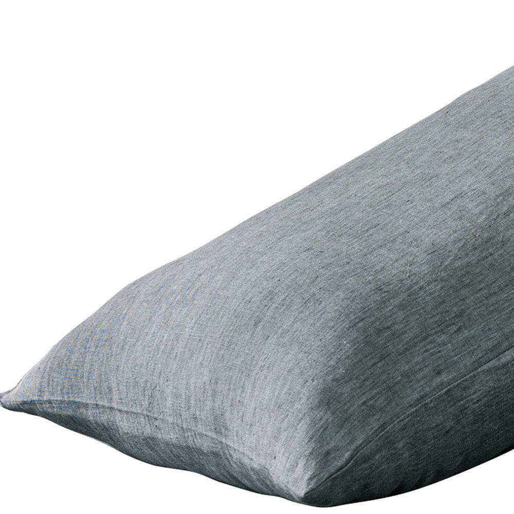 Set of Two Slate Gray Linen King Pillowcases