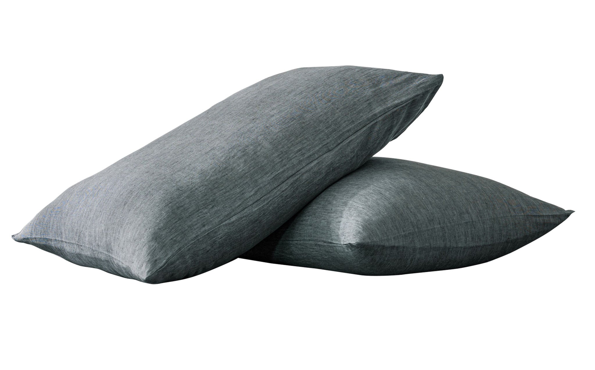 Set of Two Slate Gray Linen King Pillowcases