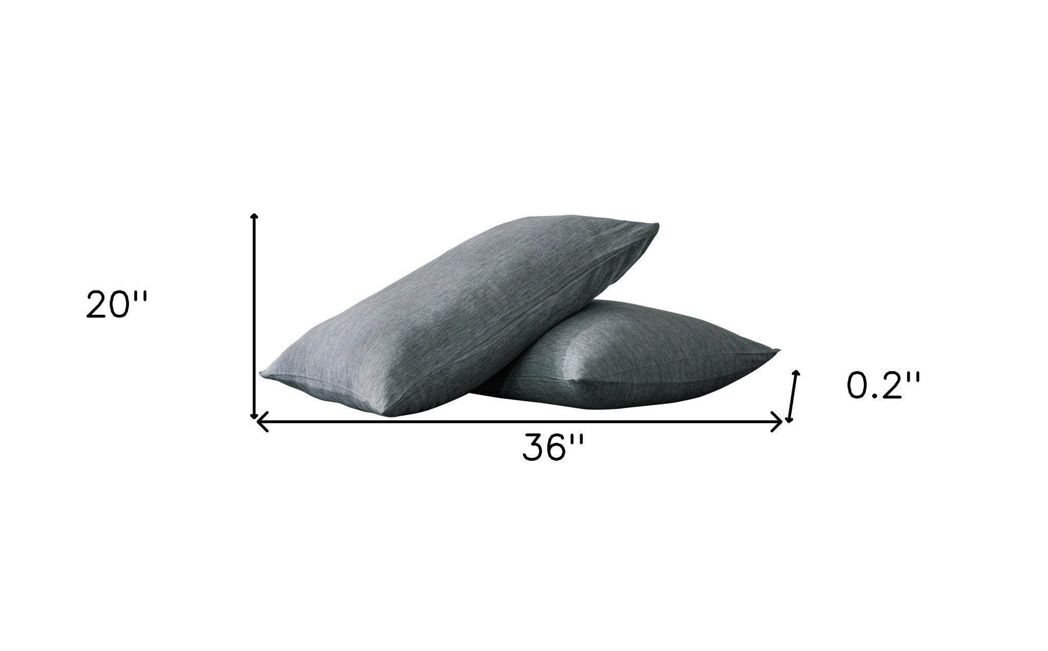 Set of Two Slate Gray Linen King Pillowcases
