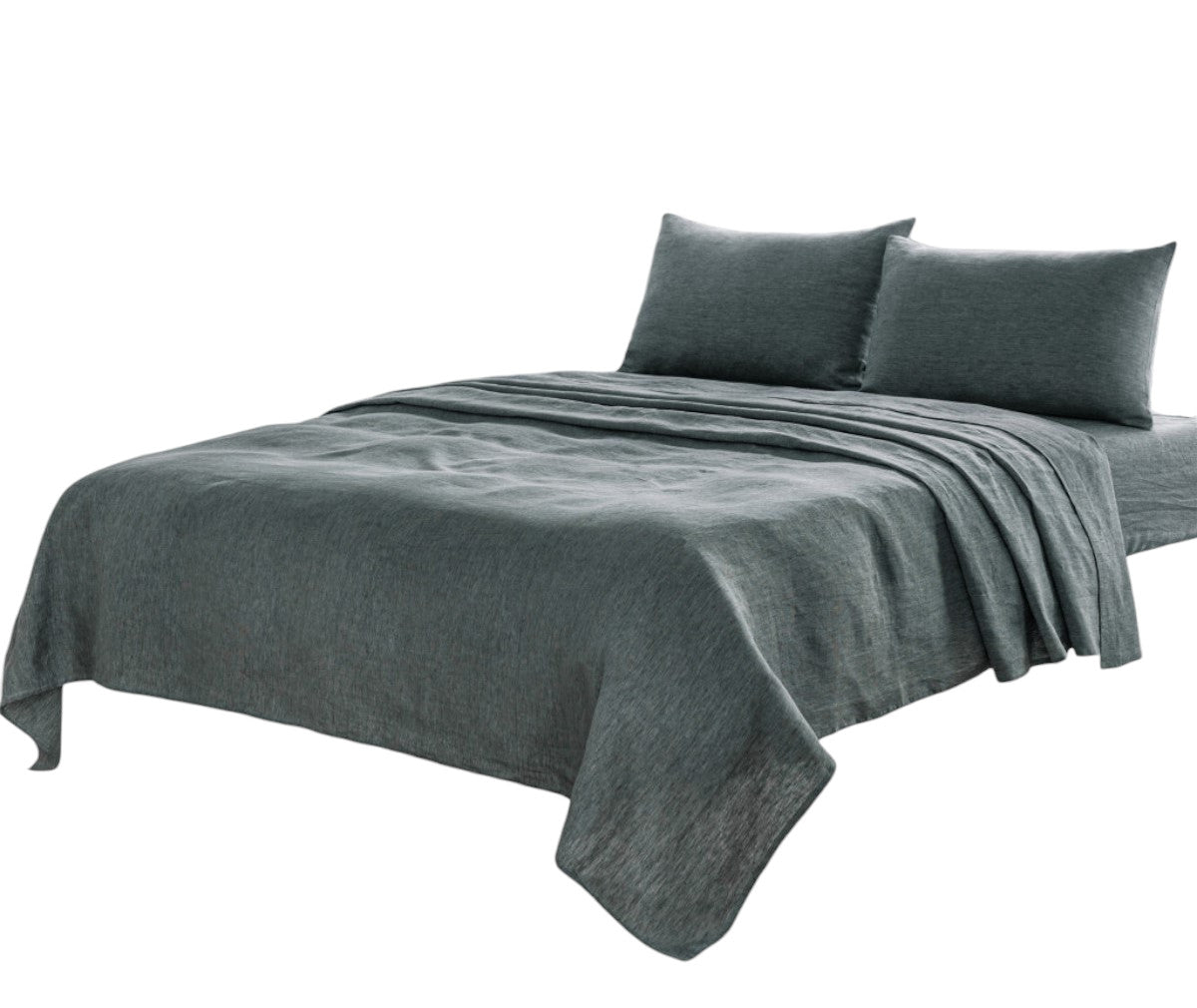 Four Piece Slate Gray Linen Queen Sheet Set
