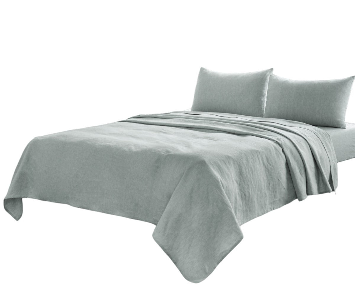 Four Piece Blue Linen King Sheet Set