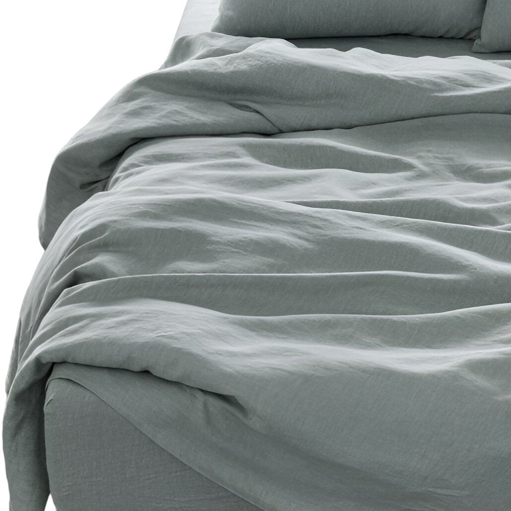 Four Piece Slate Gray Linen Sheet Set
