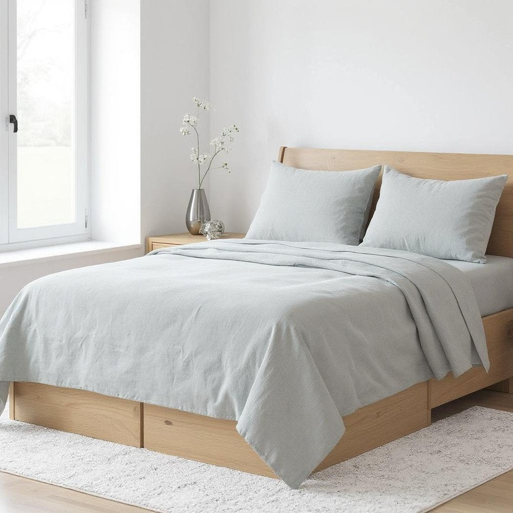 Light Gray Linen King Flat Sheet