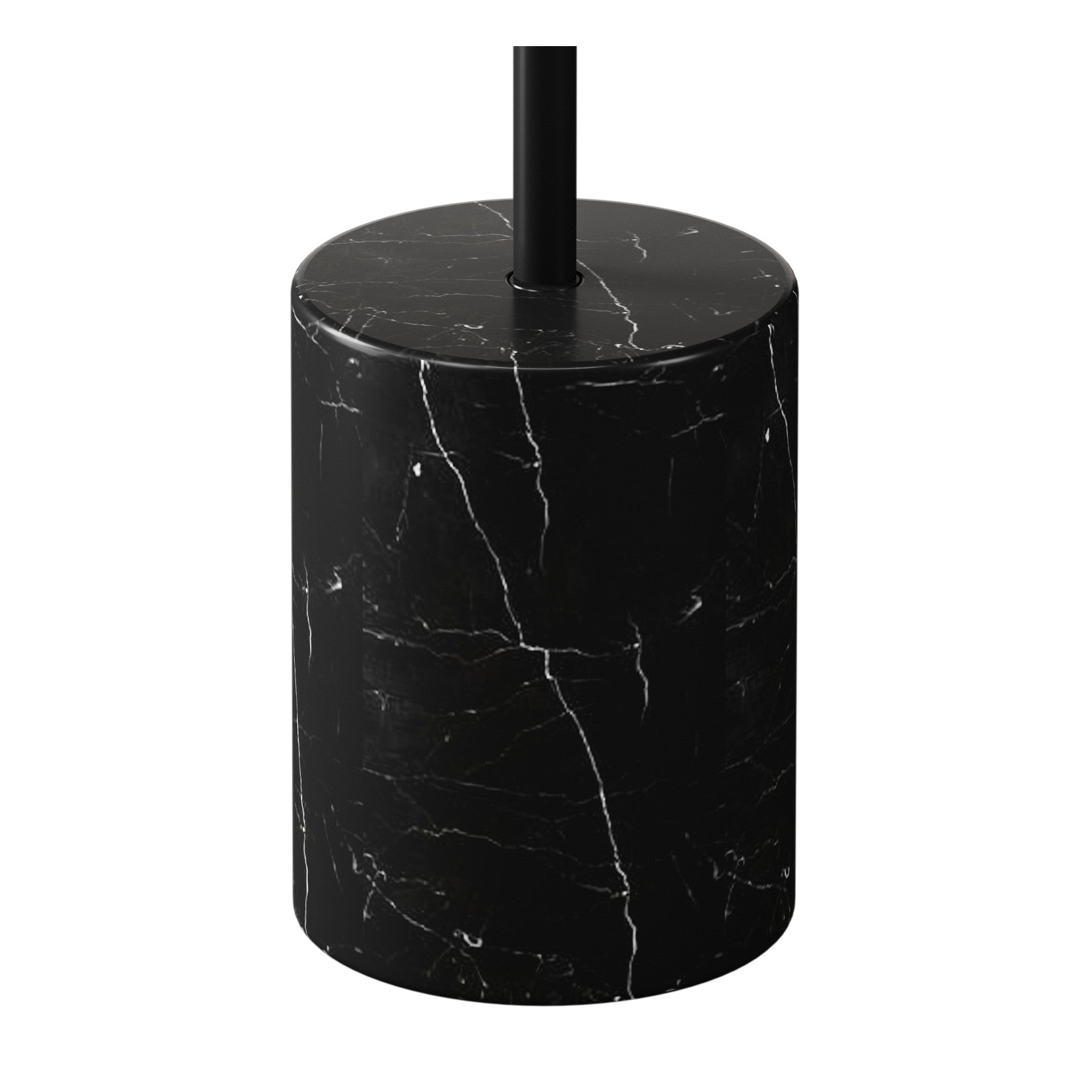 20" Black Steel and Marble Round Pedestal End Table