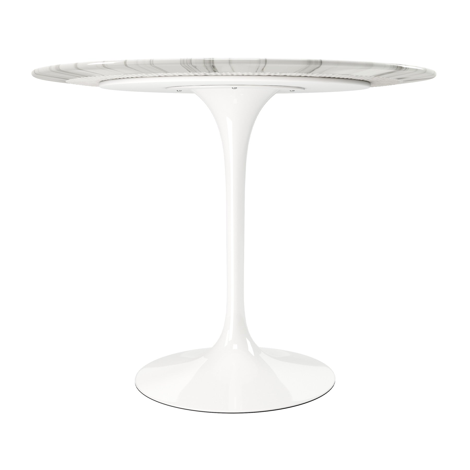 32" White Marble And Metal Dining Table