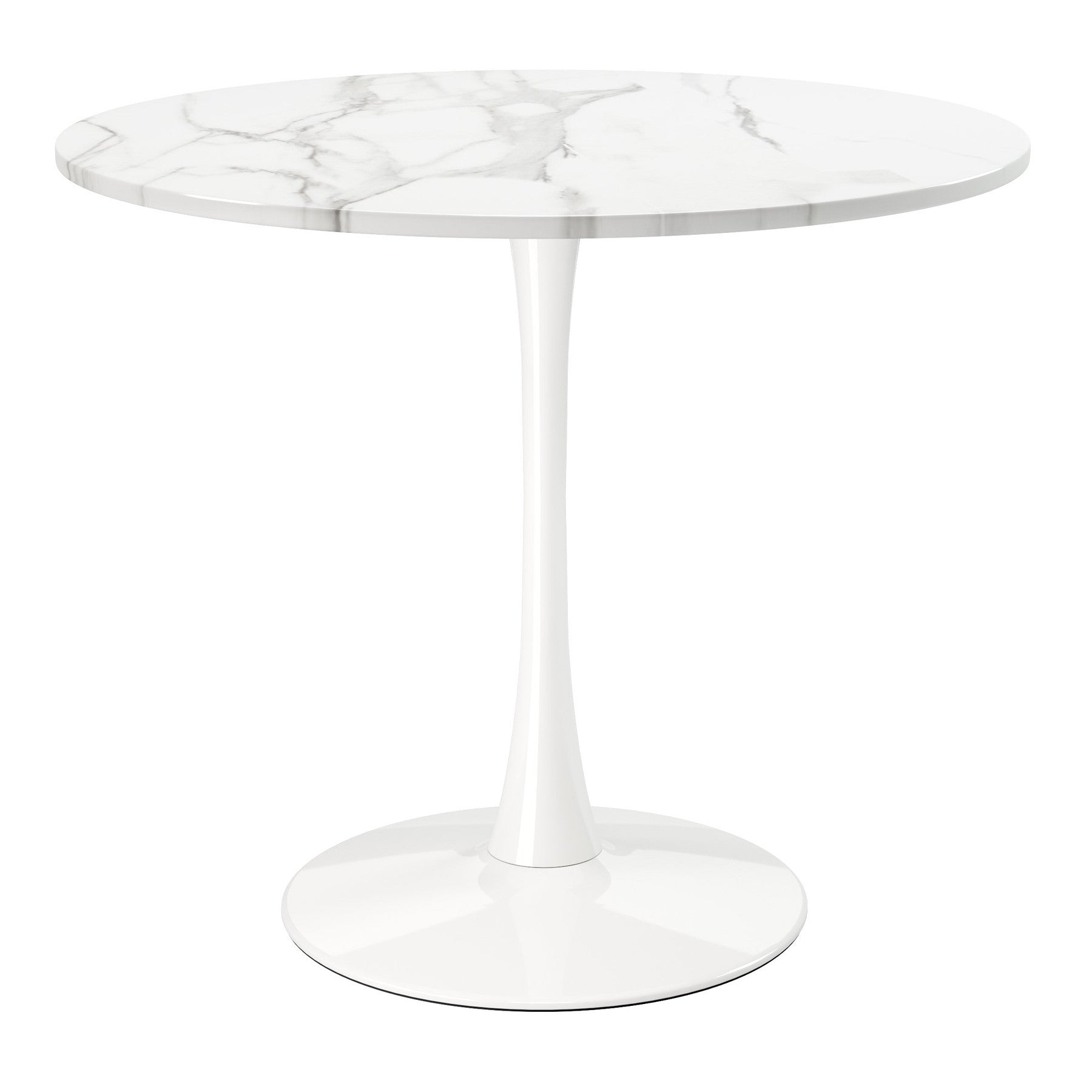 36" White Metal Dining Table