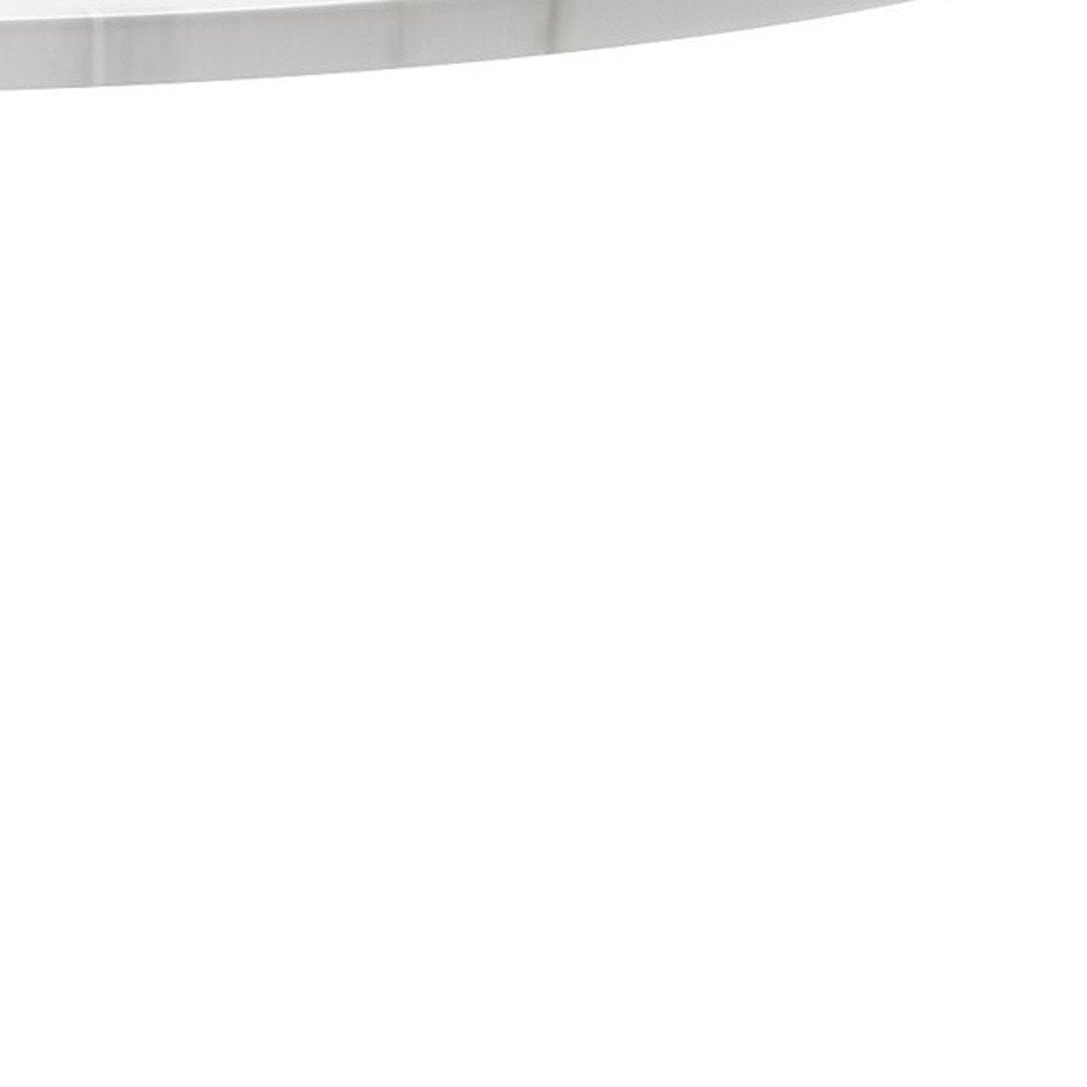 36" White Rounded Metal Pedestal Base Dining Table
