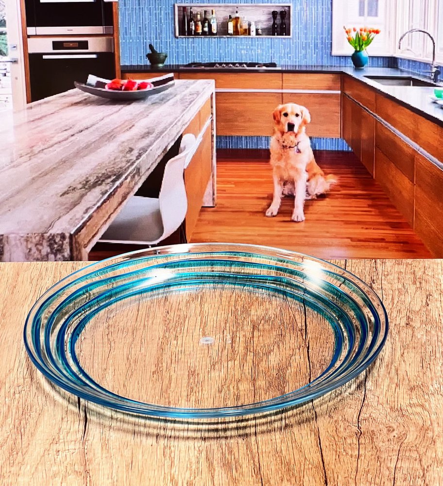 Blue Four Piece Round Swirl Acrylic Service For Four Salad Plate Set