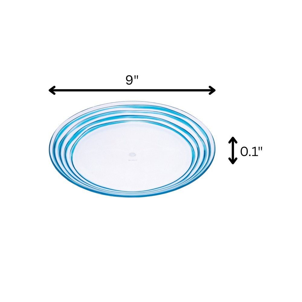 Blue Four Piece Round Swirl Acrylic Service For Four Salad Plate Set