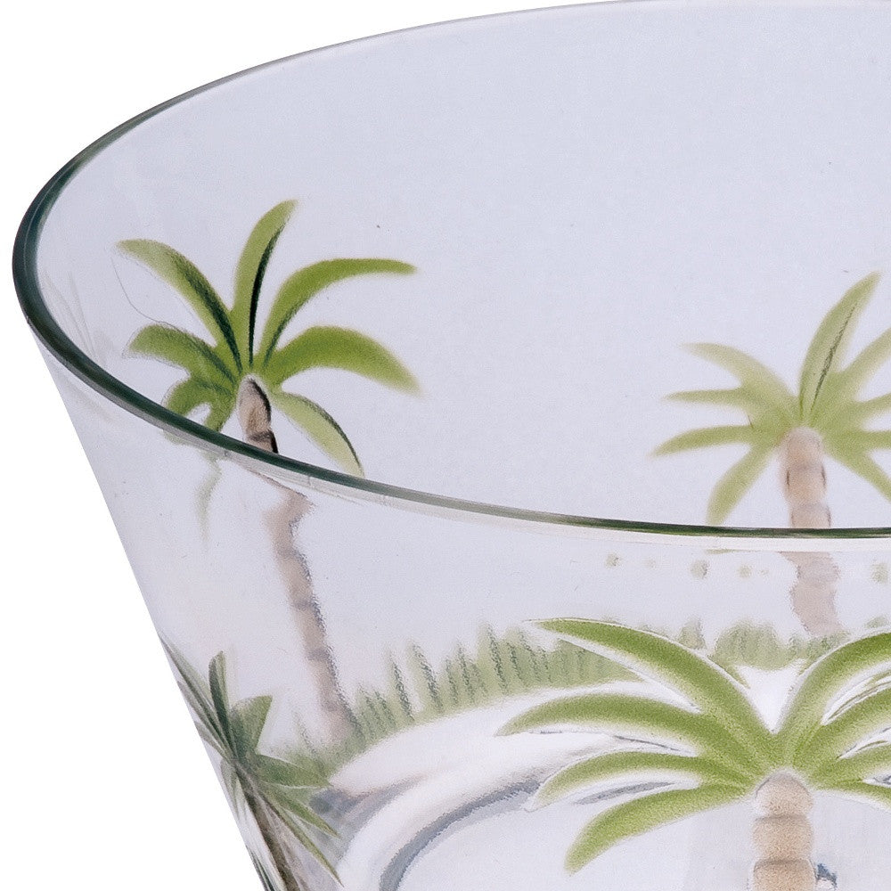 Clear and Green Four Piece Palm Tree Acrylic Service For Four Bowl Set