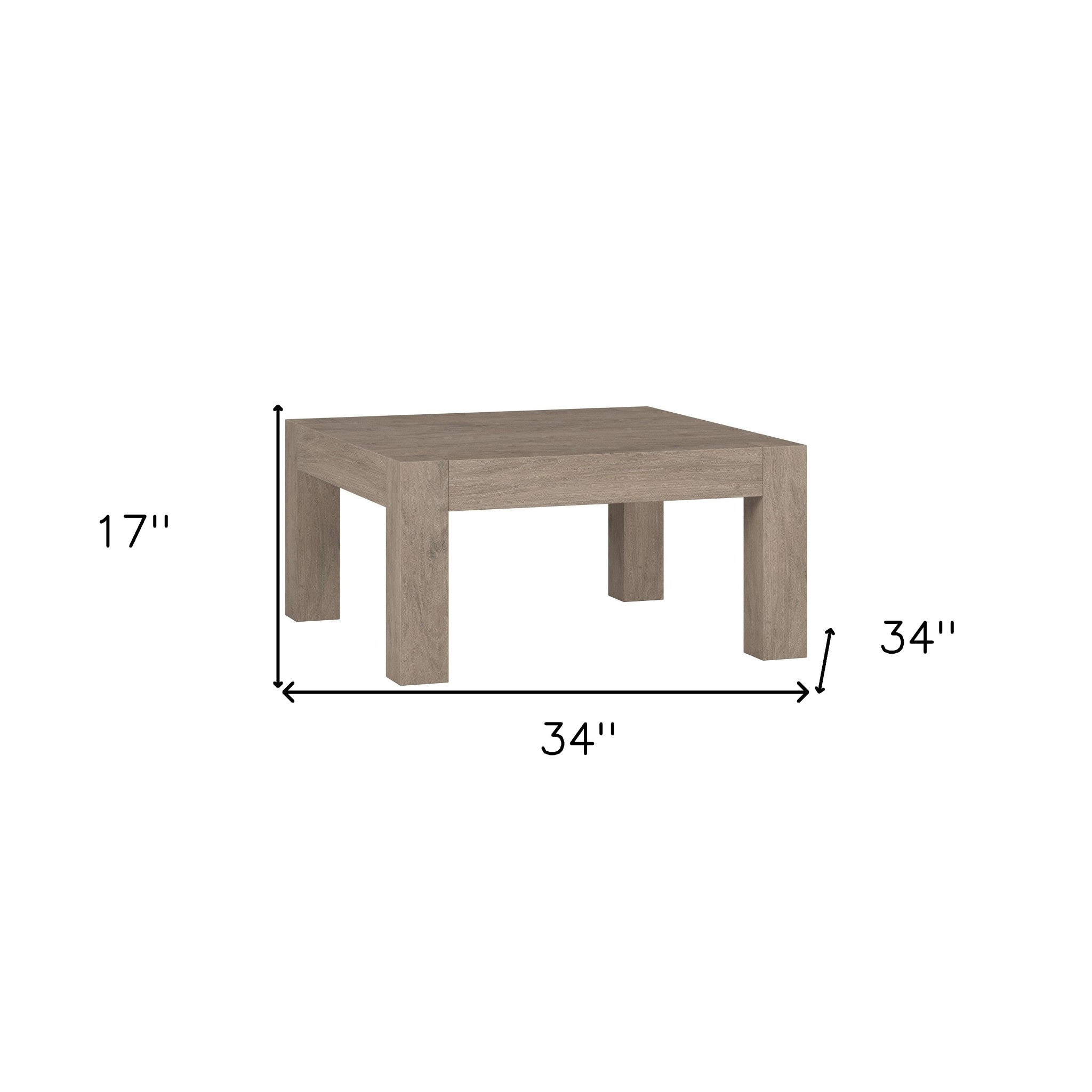 34" Gray Square Coffee Table