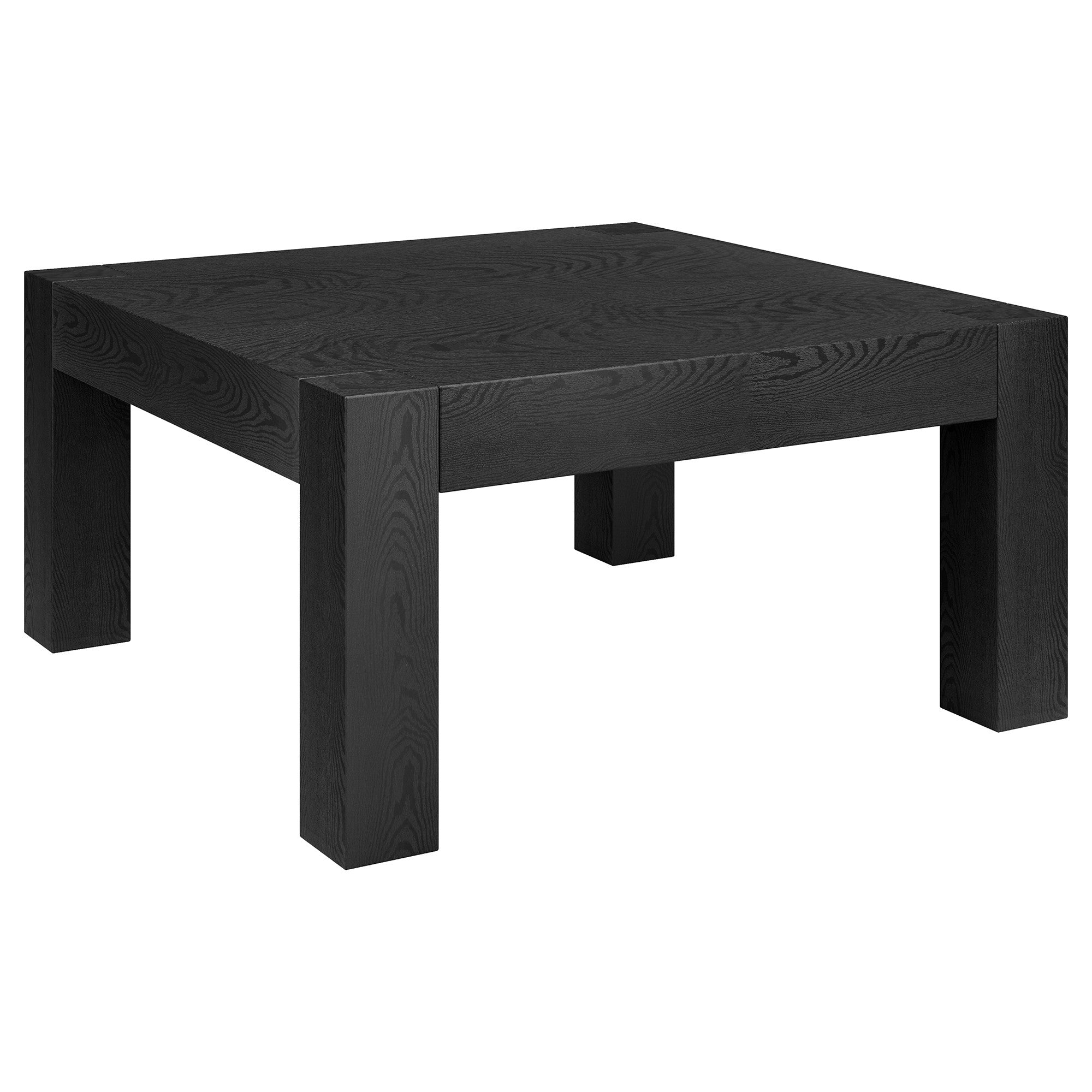 34" Black Wood Square Coffee Table