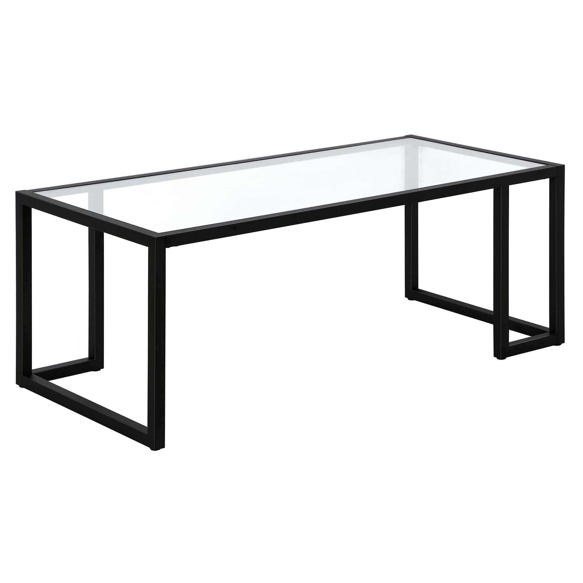 45" Black Glass And Steel Coffee Table