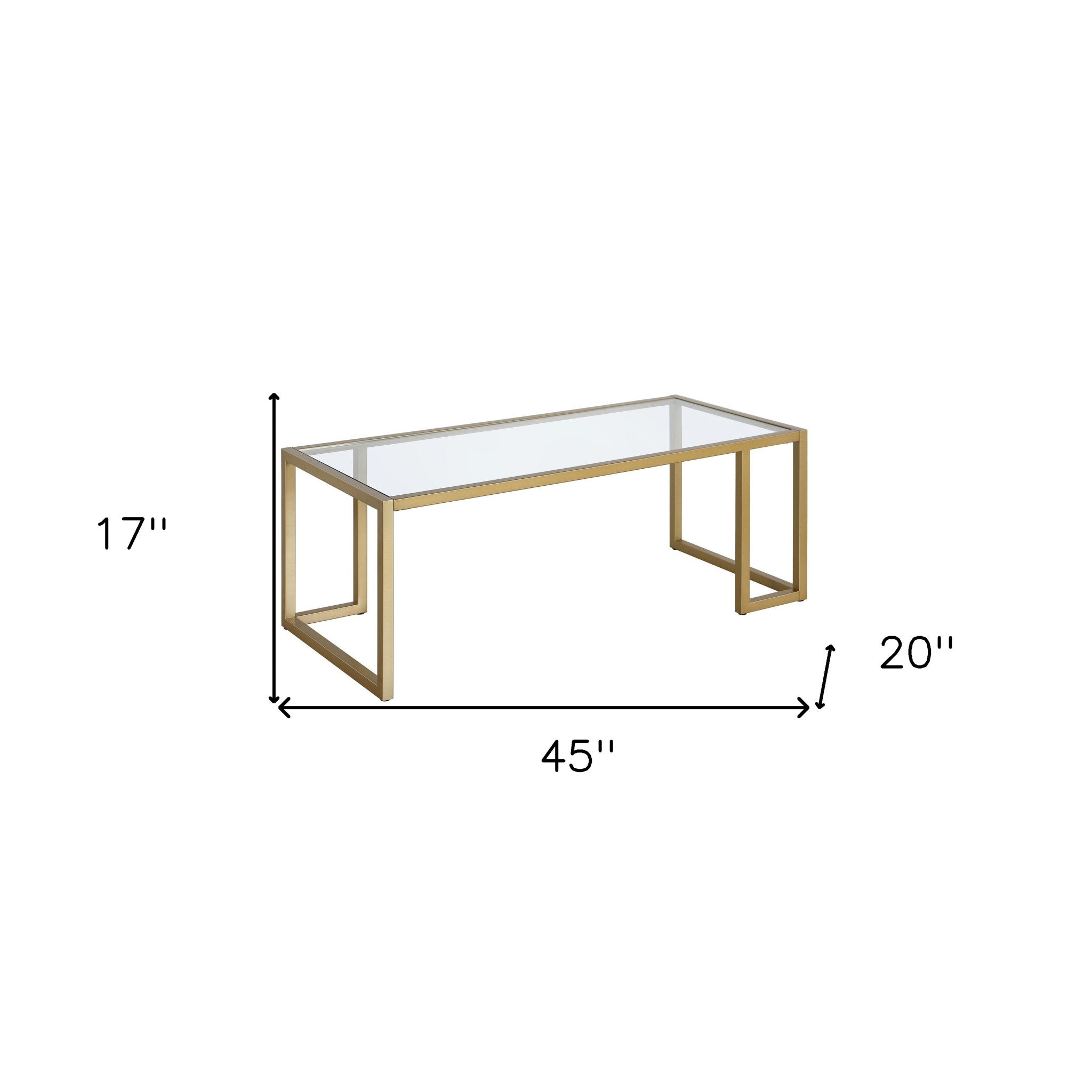 45" Gold Glass And Steel Coffee Table