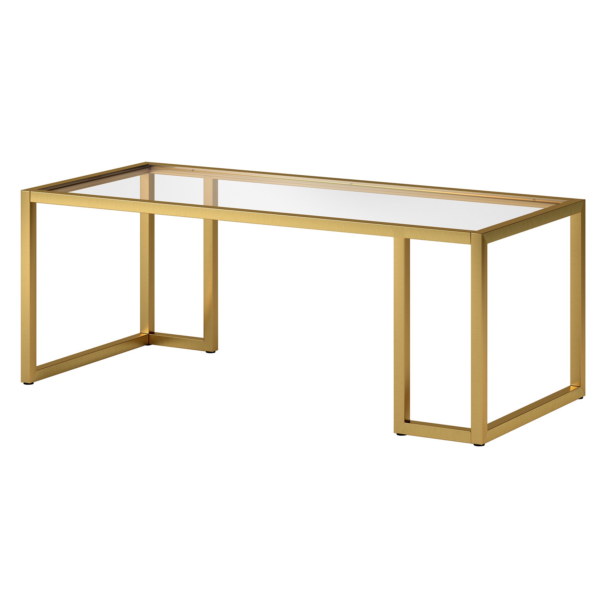 45" Gold Glass And Steel Coffee Table