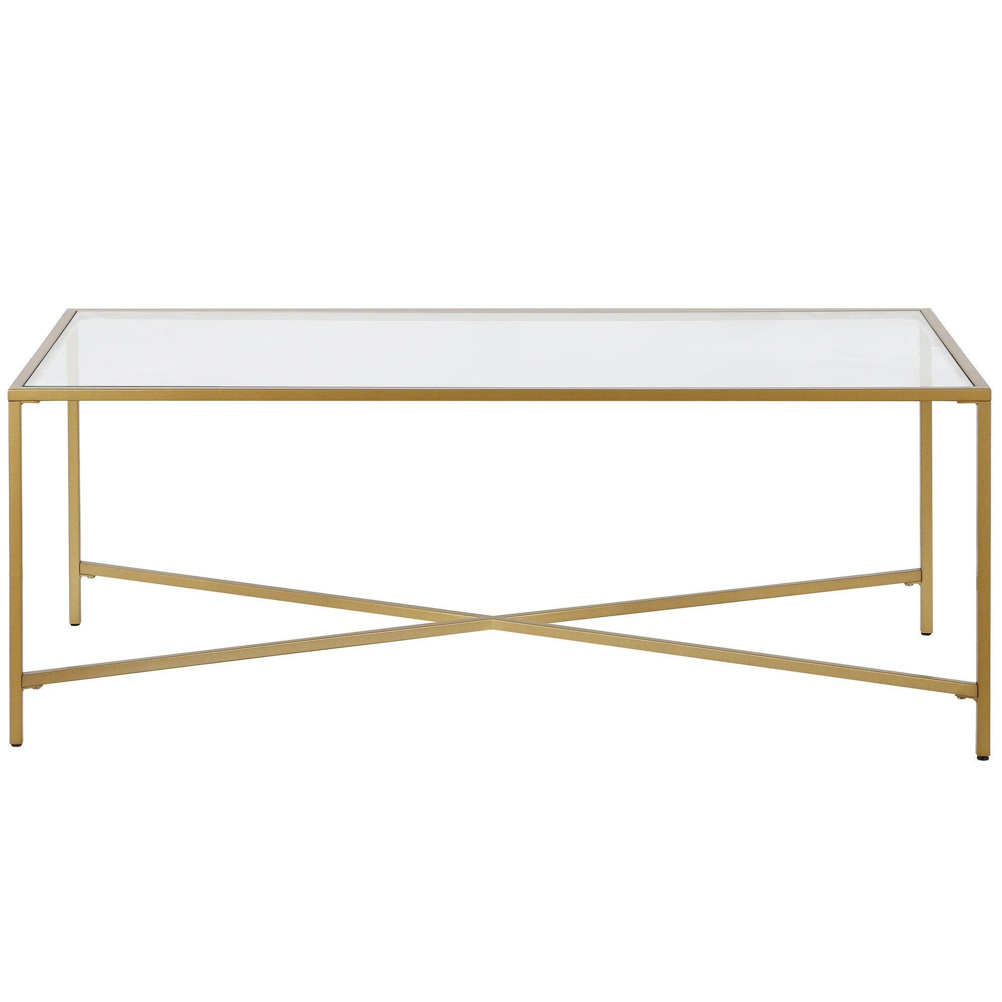 48" Gold Glass And Steel Coffee Table