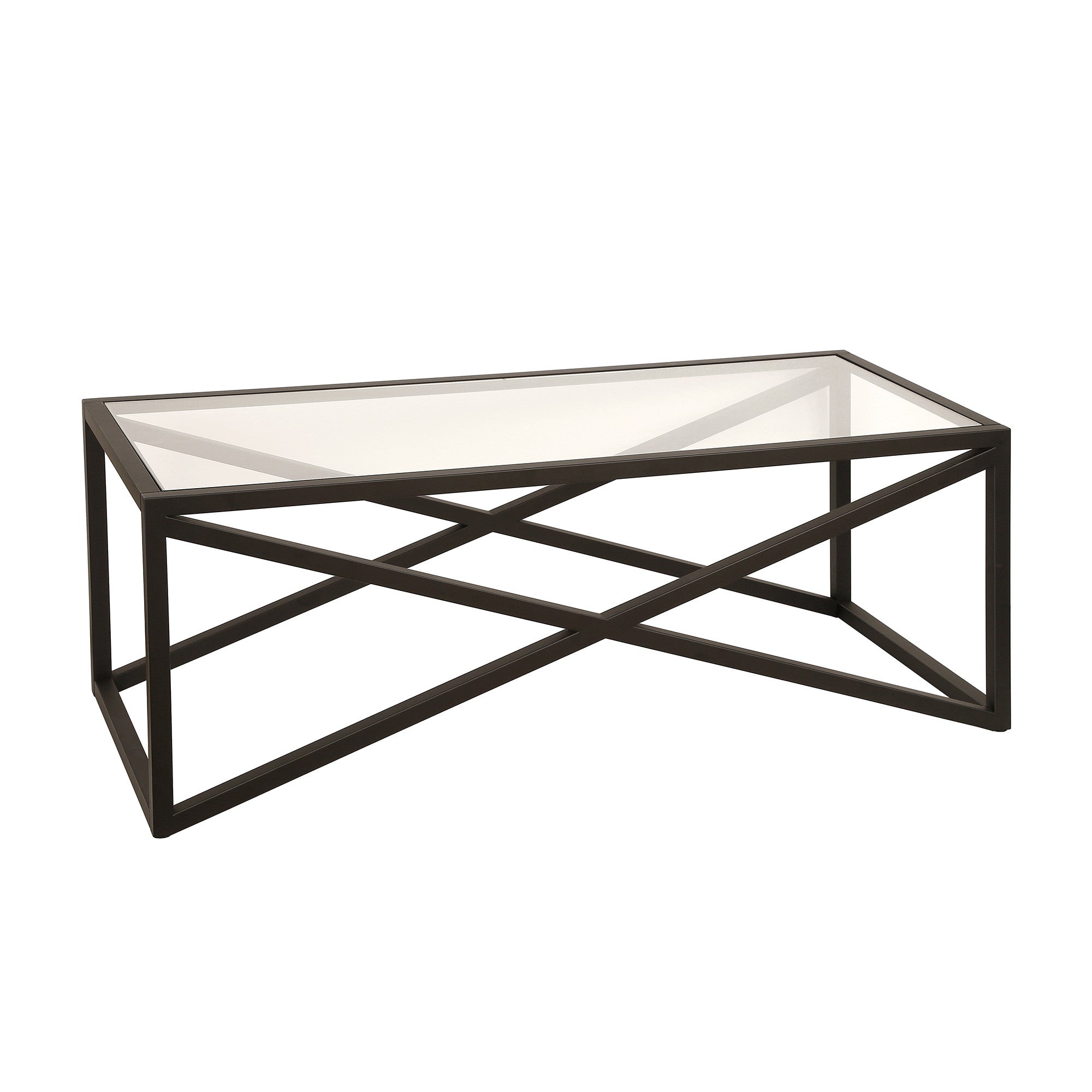 46" Black Glass And Steel Coffee Table