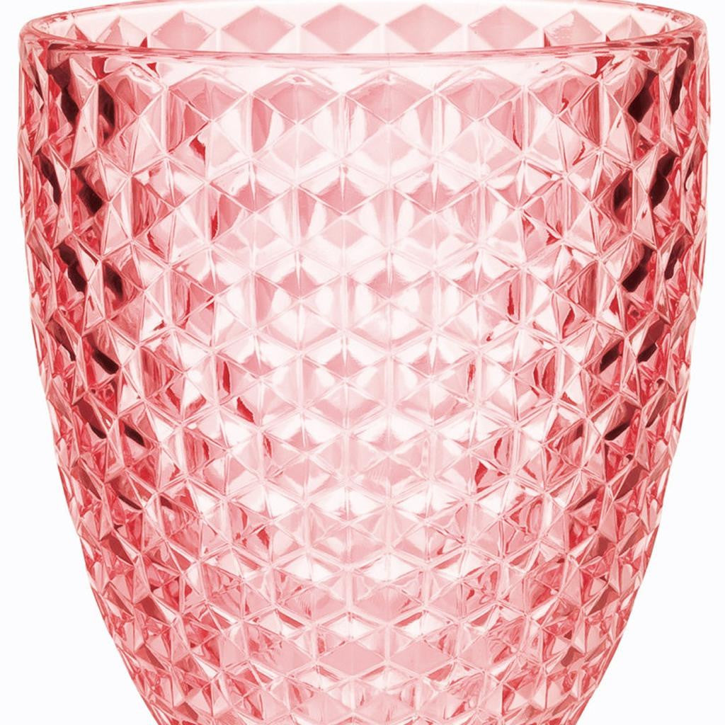 Set of Four Pink Diamond Acrylic Stemmed All Purpose Wine Glass