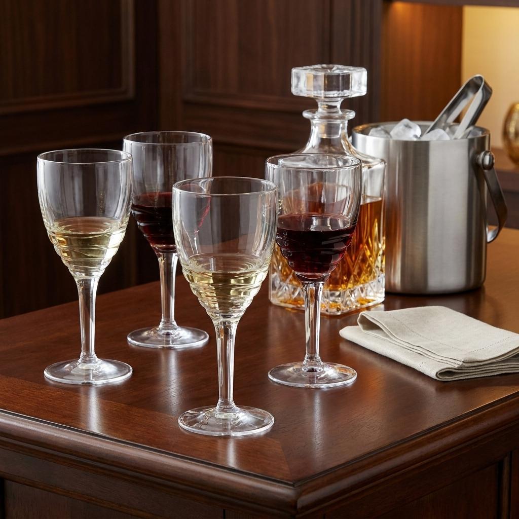 Set of Four Clear Swirl Acrylic Stemmed All Purpose Wine Glass