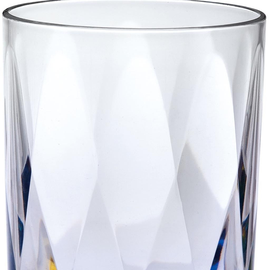 Set of Four Clear and Rainbow Geometric Acrylic Stemmed All Purpose Wine Glasses