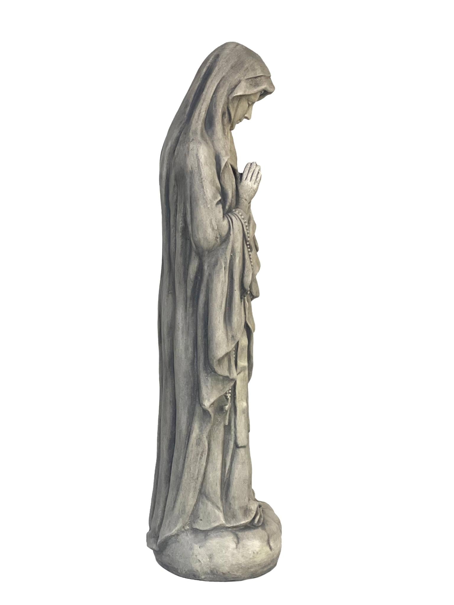 32" Gray Polyresin Virgin Mary Outdoor Statue