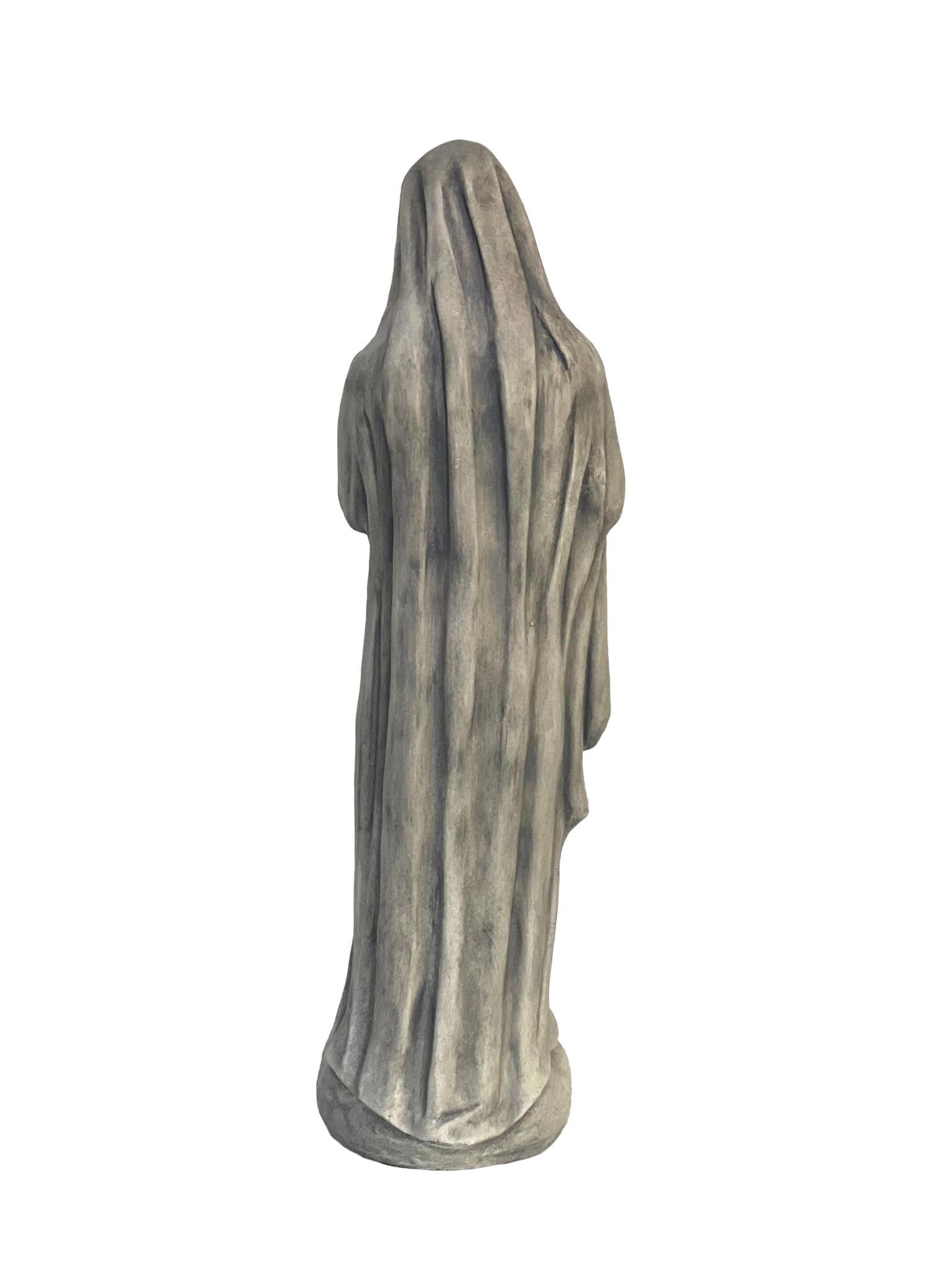 32" Gray Polyresin Virgin Mary Outdoor Statue
