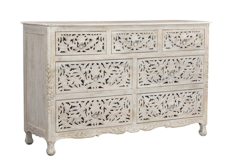 35" Gray Solid Wood Six Drawer Chest