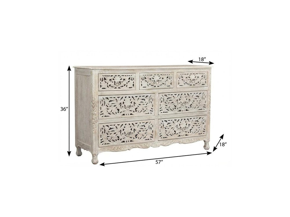 35" Gray Solid Wood Six Drawer Chest