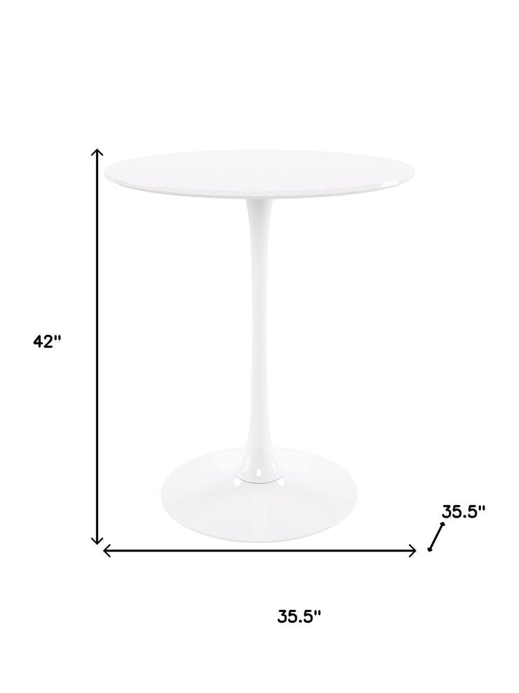 36" White Rounded Manufactured Wood and Metal Bar Table