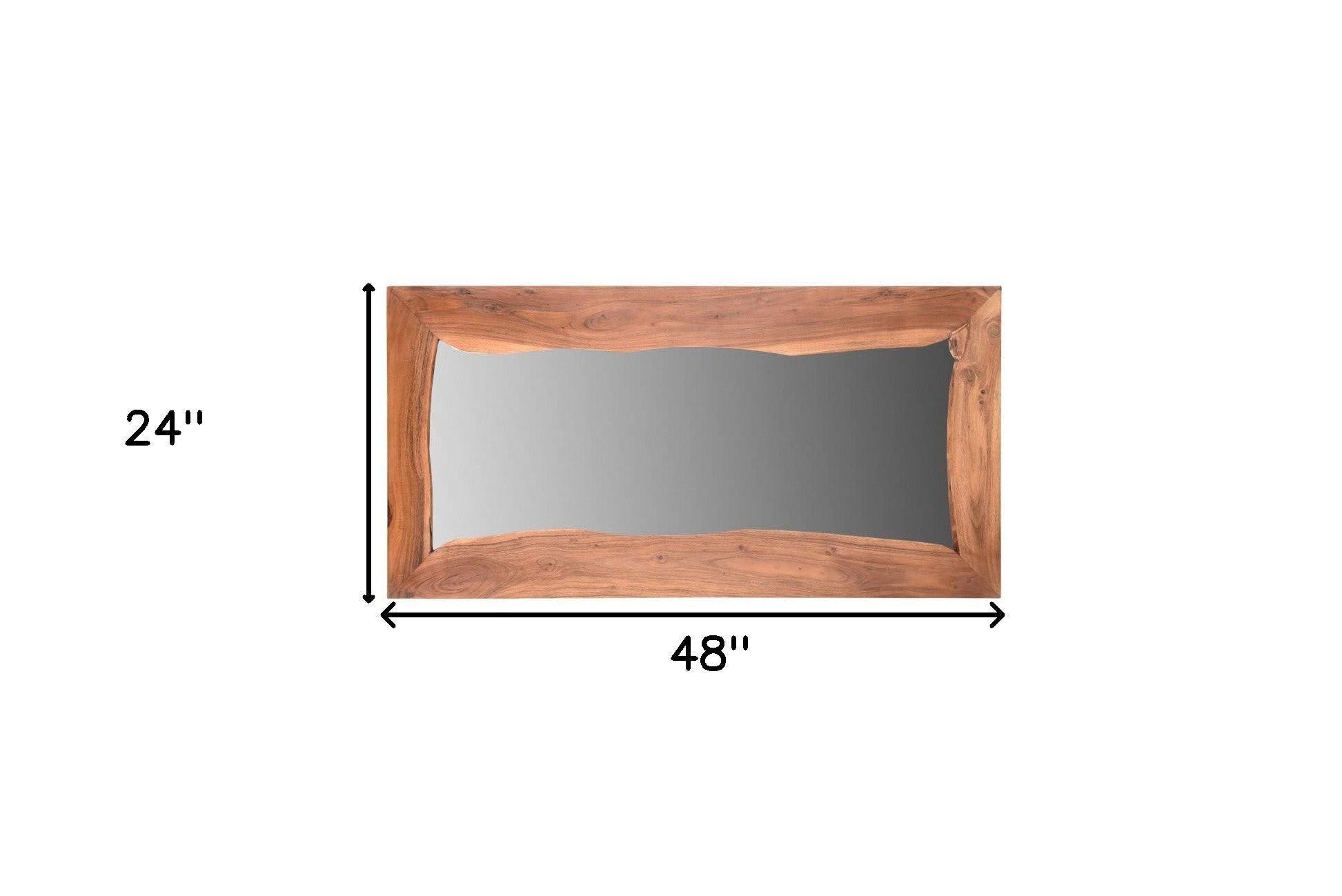 24" Brown Solid Wood Framed Accent Mirror