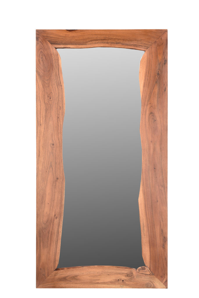24" Brown Solid Wood Framed Accent Mirror