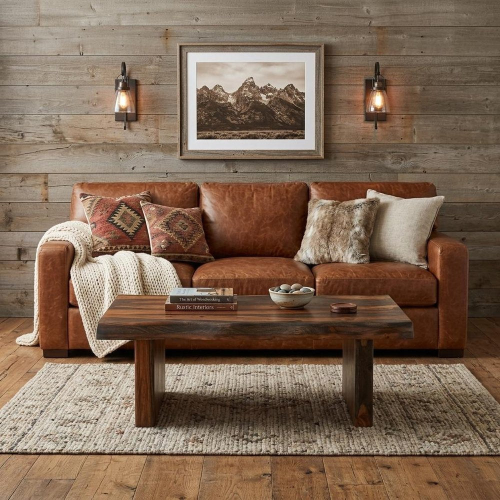 51" Dark Brown Solid Wood Sled Coffee Table