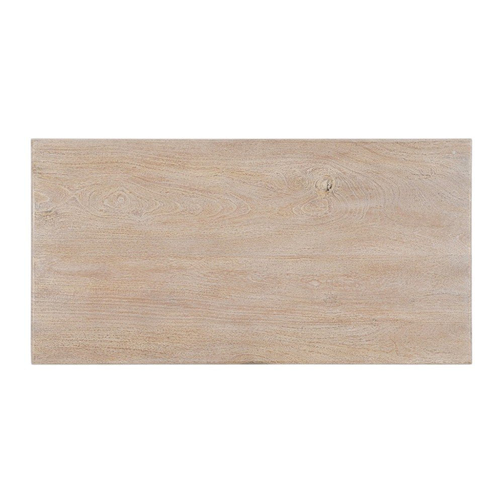 51" White Solid Wood Distressed Coffee Table