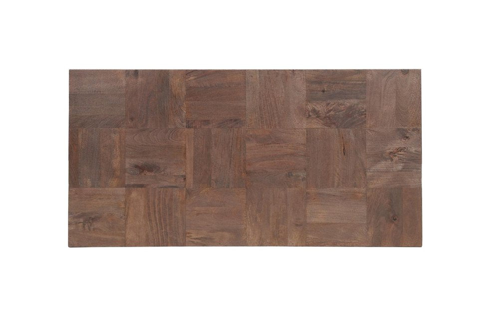59" Dark Brown and Black Solid Wood Block Coffee Table