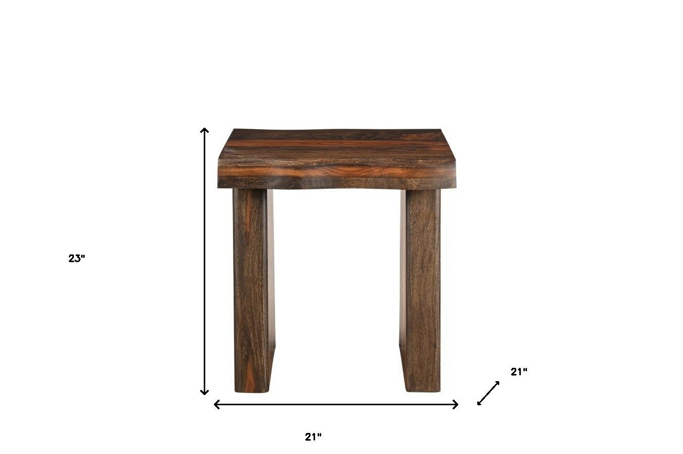 23" Dark Brown Solid Wood Square End Table