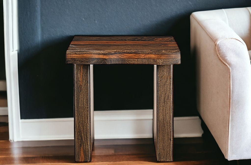 23" Dark Brown Solid Wood Square End Table