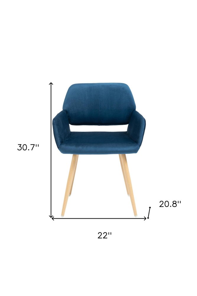 Blue Upholstered Velvet Open Back Dining Chair