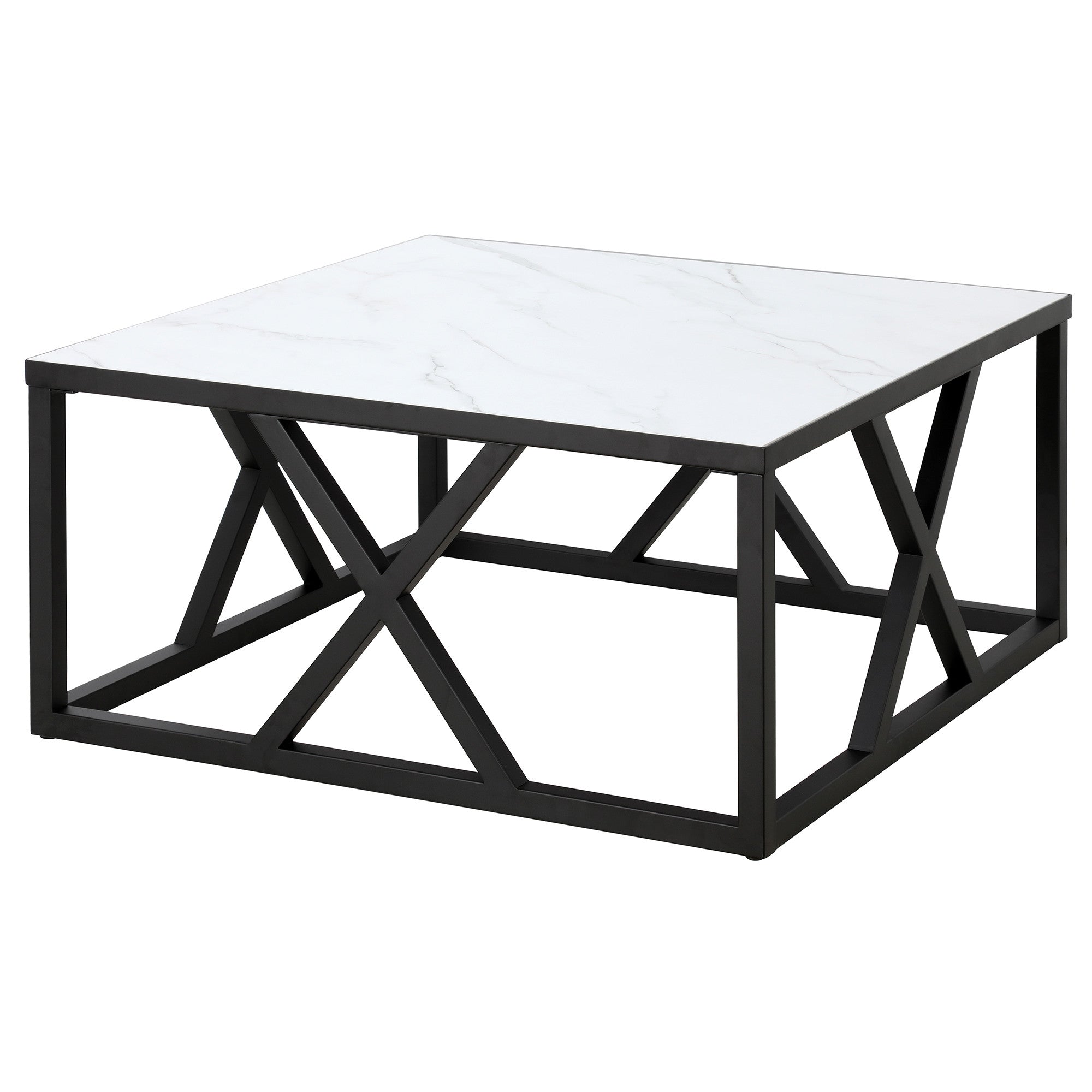 35" White And Black Steel Square Coffee Table