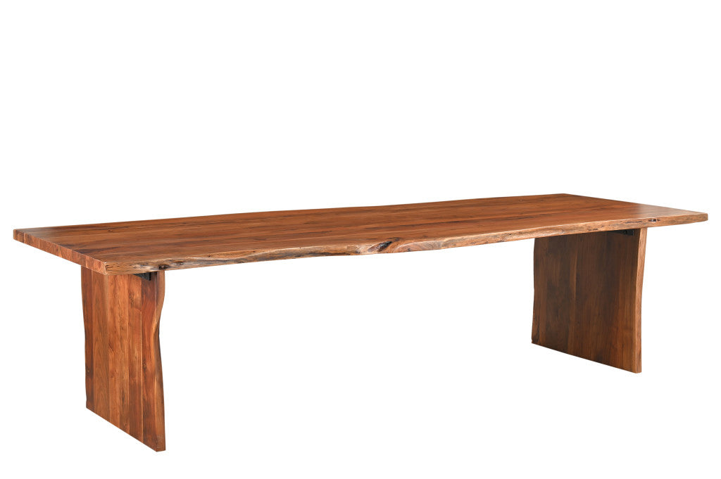73" Brown and Natural Solid Wood Dining Bench