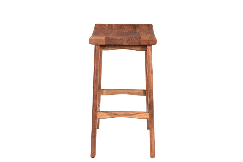 " Brown Solid Wood Backless Bar Chair