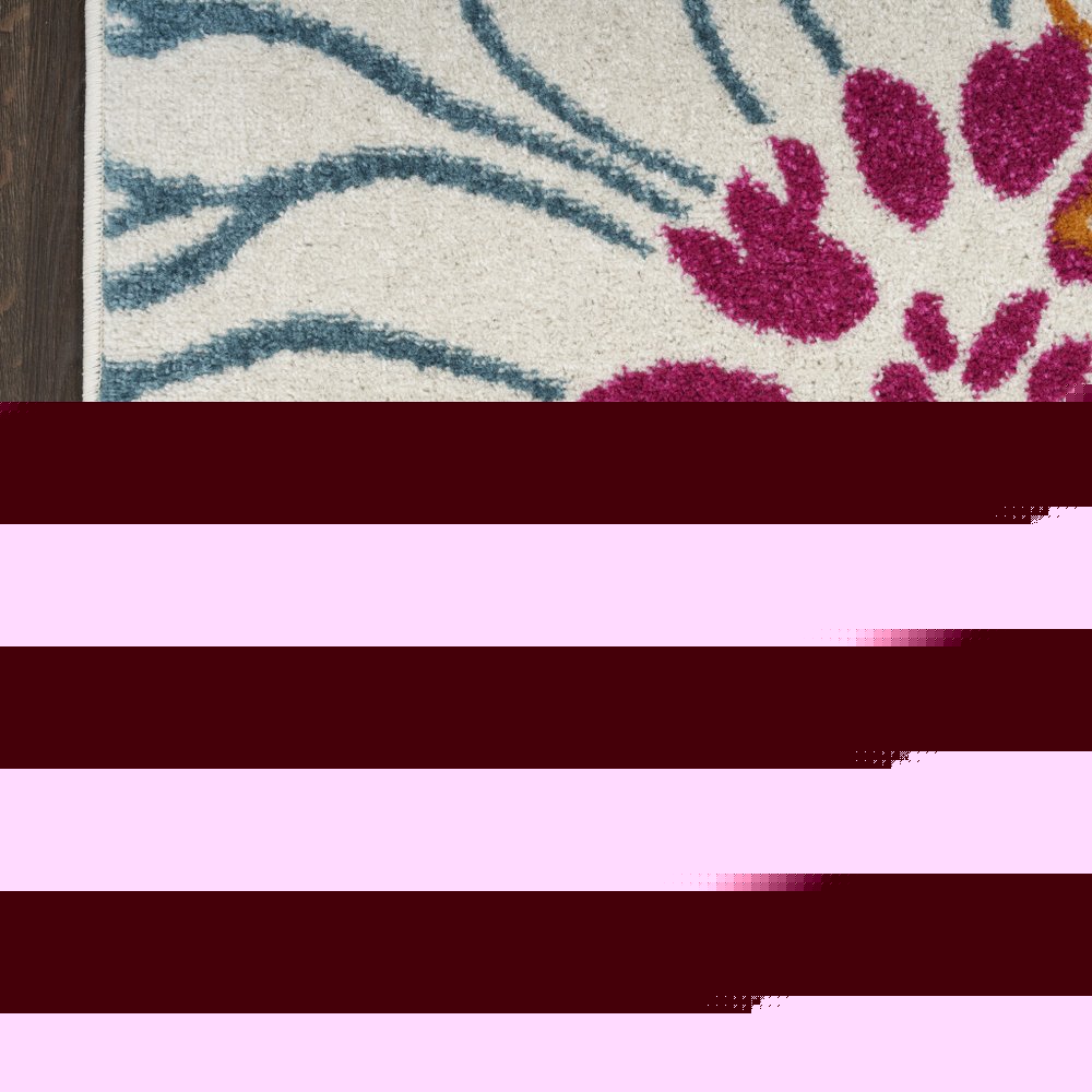 8' X 10' Cream Floral Power Loom Area Rug