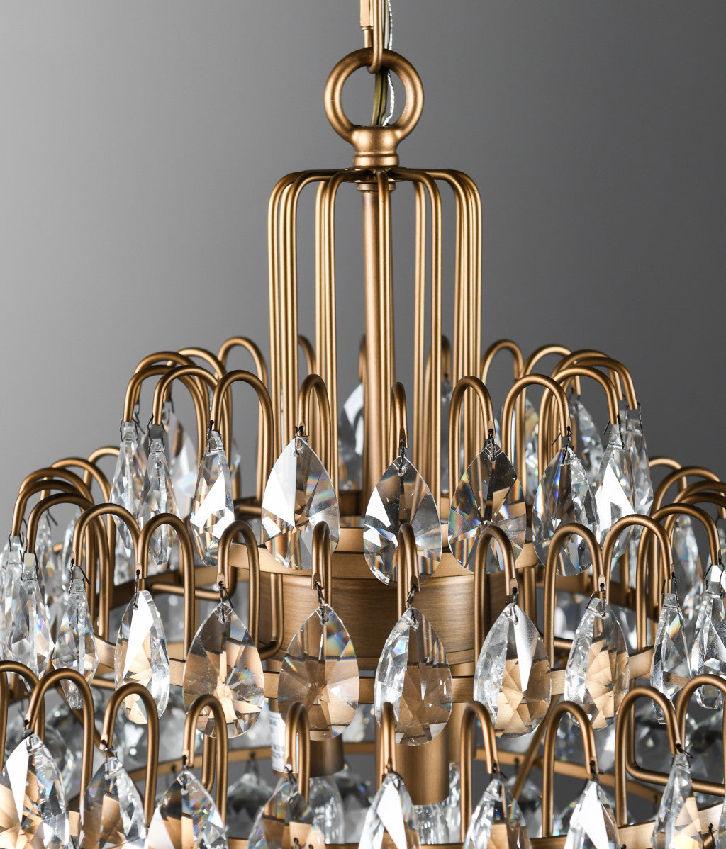 Chandelier Three Light Iron And Glass Dimmable Ceiling Light