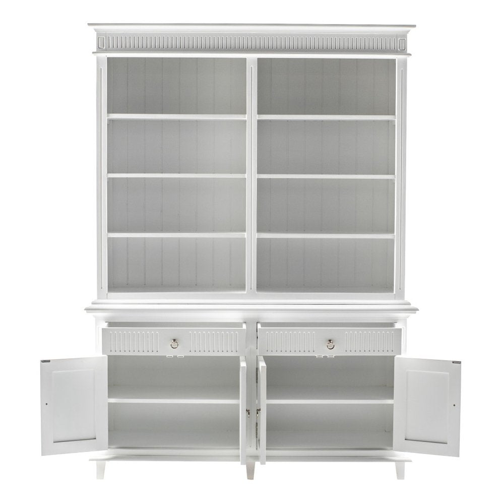 87" Antiqued White Solid Wood Four Door Two Drawer Pantry Or Storage Closet