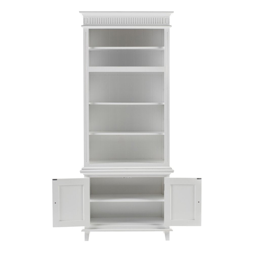 87" Antiqued White Solid Wood Seven Door Pantry Or Storage Closet
